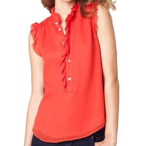 J. Crew Natasha 100% Silk Ruffle Sleeve Tank Top